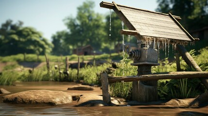 A photo of a solar-powered water pump.