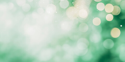 Fototapeta premium Soft green and gold bokeh background for holiday design and decoration