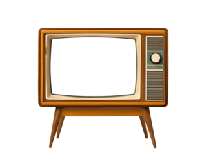 An old vintage television with a blank screen