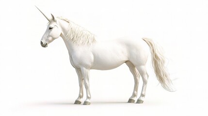 Obraz premium Whimsical Unicorn Illustration Isolated on White Background Perfect for Fantasy Themes, Children’s Books, and Imaginative Artwork with a Touch of Magic