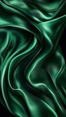 Fototapeta premium Elegant Green Silk Fabric: Smooth Drapes and Luxurious Texture for Stylish Design