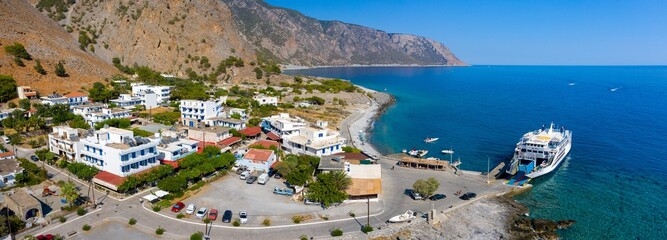 Greek village of Agia Roumeli, Chania, Crete, Greece.