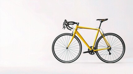 Fototapeta premium Isolated Yellow Racing Bike on White Background Capturing the Essence of Sporty Style and Performance for Road Enthusiasts and Cycling Aficionados