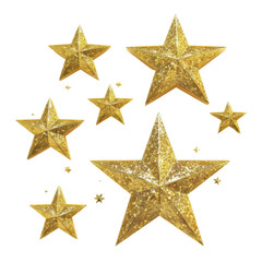 Scattered golden stars on a white background, representing celebration, achievement, and elegance.

