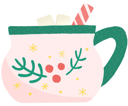 Merry Christmas Hot Chocolate With Marshmallow