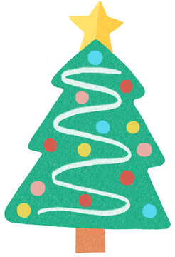 Christmas Santa Claus Christmas Tree With Star and colorful ball Festive New Year Winter Party