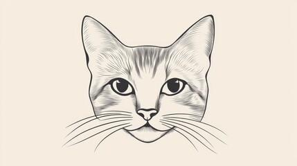 Line art illustration featuring a cartoon cat s face in a minimalist style