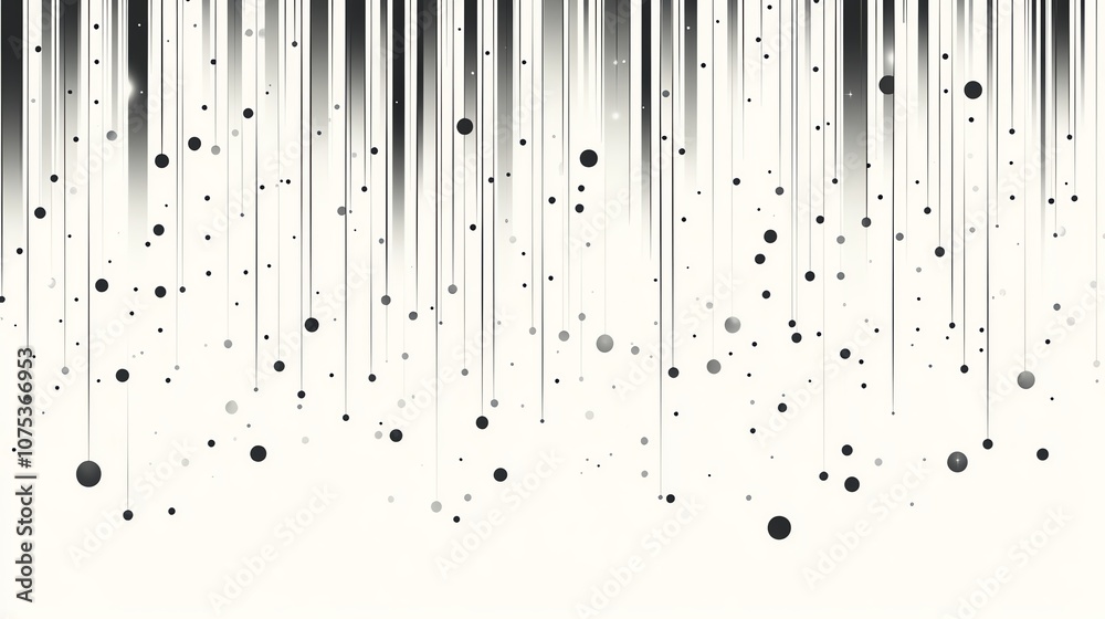 Poster Abstract background with black lines and dots on a white background.