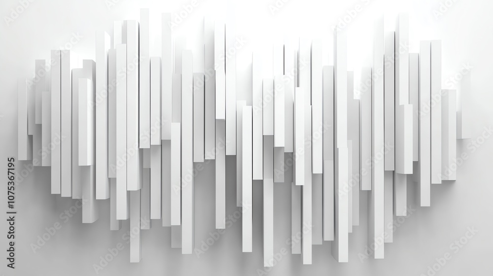Aufkleber Abstract wave-like pattern made from white rectangular shapes on a white background.