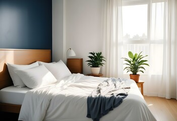 Minimalist bedroom with sunlight ia