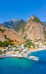 Greek village of Agia Roumeli, Chania, Crete, Greece.
