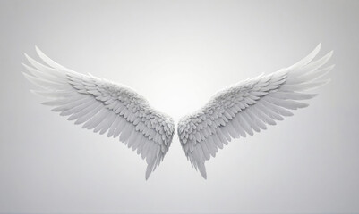 Obraz premium White angel wings spread against a white background