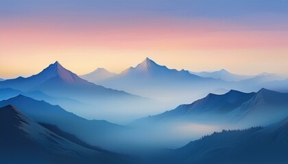 Obraz premium 안개가 끼인 산봉우리 동양화