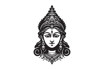 Maa Saraswati silhouette, Maa Saraswati silhouette vector 