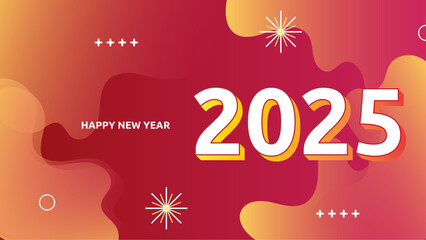 Red Yellow And White Modern Happy New Year 2025 Design Background