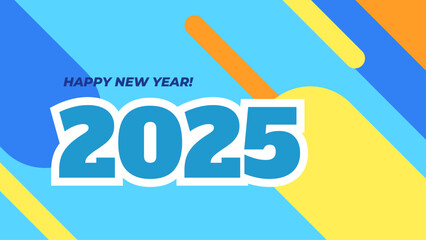 Blue Yellow And Orange Stylish New Year 2025 Design Background