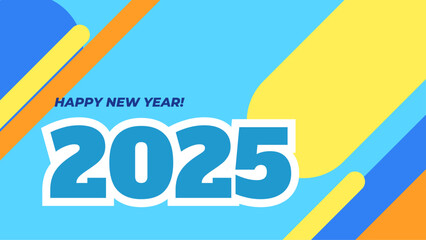 Blue Yellow And Orange Elegant 2025 New Year Event Design Background