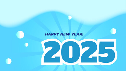 Blue And White Abstract Happy New Year 2025 Design Background