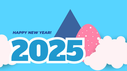 Blue Pink And White Happy New Year 2025 Design Background