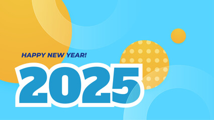 Blue Yellow And White Happy New Year 2025 Design Background
