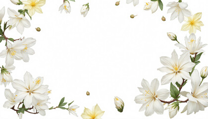 a branch of white lilies on a white background frame
