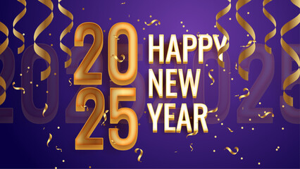 Gold And Purple Violet Abstract Happy New Year 2025 Design Background