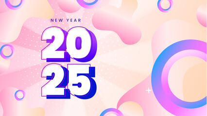 Pink Purple Violet And White Stylish New Year 2025 Design Background