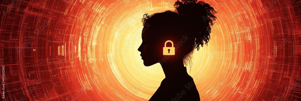 Leinwandbilder the silhouette of an individual is set within a vibrant digital background, illustrating the theme o