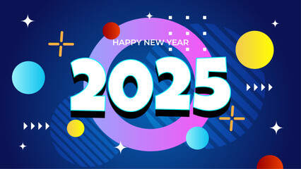 Colorful Modern Happy New Year 2025 Design Background