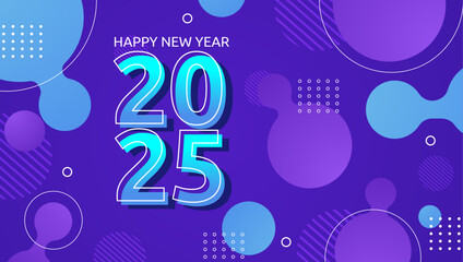Blue Purple Violet And White Stylish New Year 2025 Design Background