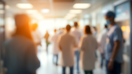Hospital Hallway With Blurred People Walking