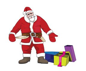 Santa Claus Bankrupt with pockets out empty