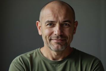 Obraz premium Portrait of a Confident Mature Man with Short Hair in Casual Clothing