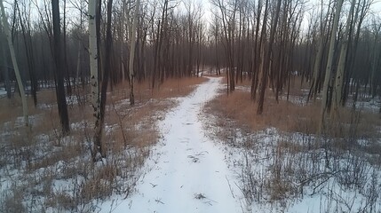 A Snowy Path Through a Winter Forest