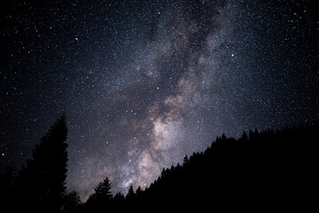 Milky Way Galaxy. Starry sky. Night scape with beautiful starry sky