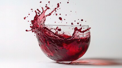 Dynamic Splash of Red Wine Captured in a Glass Isolated on a White Background, Showcasing the Elegant Movement and Texture of the Liquid