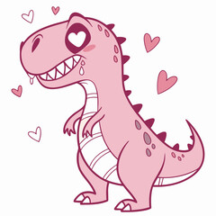 A cute and cuddly pink dinosaur with hearts for eyes, perfect for adding a touch of whimsy and love to your designs. This adorable illustration is ideal for kids' products, Valentine's Day projects.