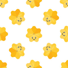 Seamless pattern with smiling yellow beach umbrellas, perfect for summer vacation projects