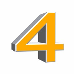 chiffre 4 orange arial