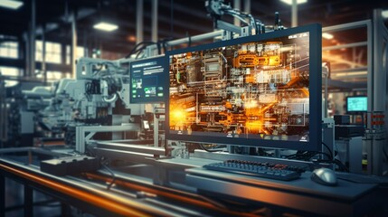 Fototapeta premium A photo of an industrial IoT system in a manufacturing