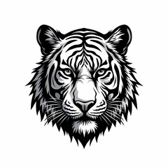 Fototapeta premium tiger logo design in black end white monochrome style