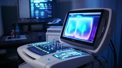 Fototapeta premium A photo of an ultrasound machine in a diagnostic room