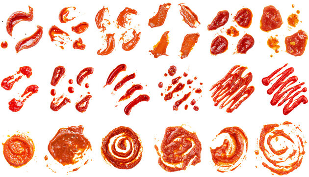 Bundle of tomato sauce stains isolated transparent PNG set