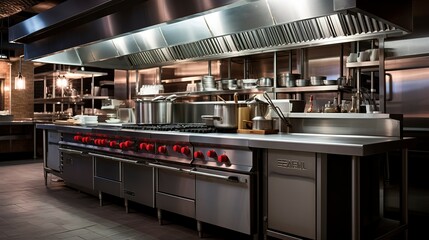 A photo of an upscale restaurant kitchen with stainless steel