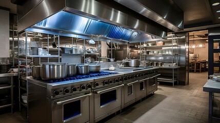 A photo of an upscale restaurant kitchen with stainless steel