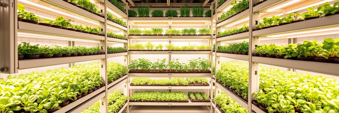 Indoor vertical farm with multiple layers of grow trays, vertical farm, soilless gardening, plant growth