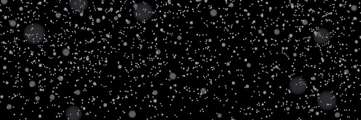 White snowflakes gently descend on a black night, snowfall, winter evening sky, icy landscape