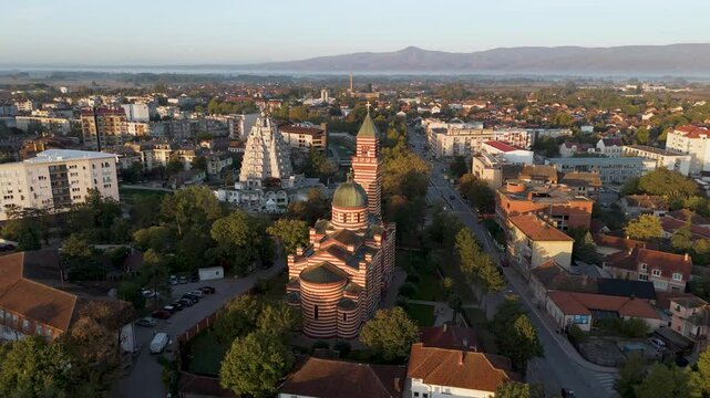 Aerial view of the Church of Holy Trinity (Crkva Svete Trojice) in Paracin, Serbia