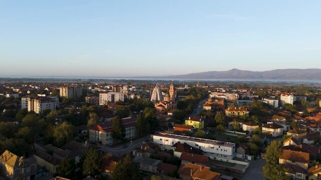 Aerial view of the Church of Holy Trinity (Crkva Svete Trojice) in Paracin, Serbia