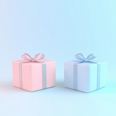 Obraz premium two pink and blue gift boxes on a blue background